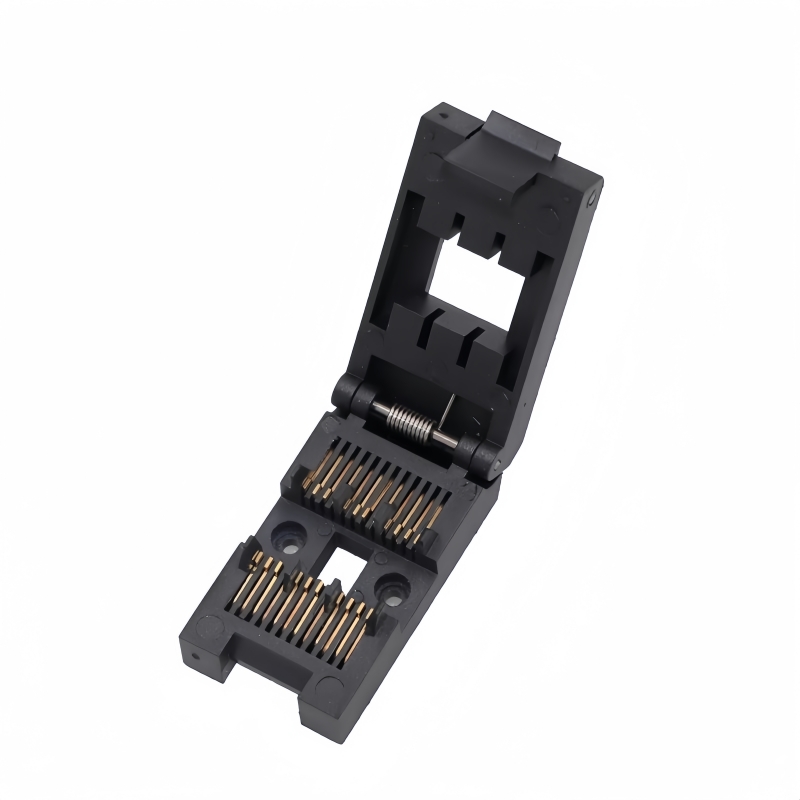 SOIC24-1.27翻盖弹片老化座 SOP24芯片穿孔焊接款测试底座 socket